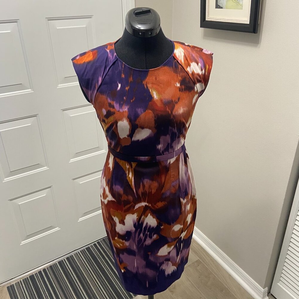Elie Tahari Purple Pattern Dress
